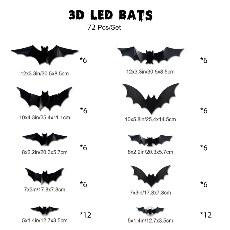 🦇Halloween 3D Bat LED Wall Light Decor🎃💡