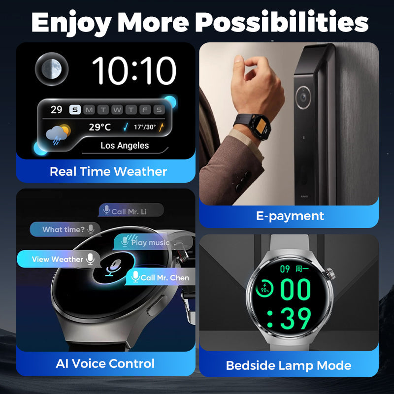 ✨New arrival✨ Watch 4 PRO Round Smartwatch: Bluetooth calling, waterproof, and smart voice assistant for your active life! 💪⌚