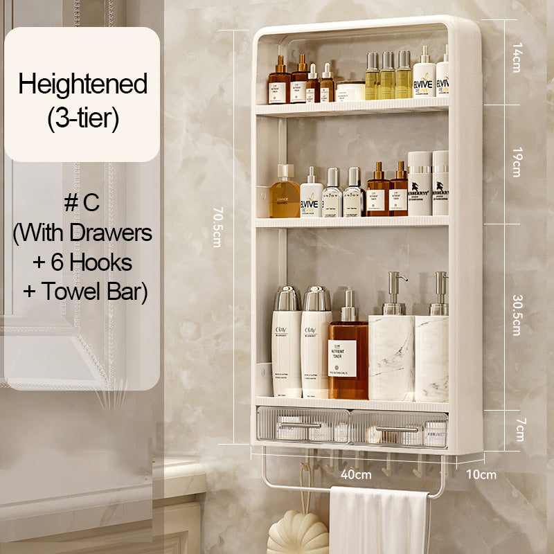 Wall-Mounted Bathroom Storage Shelves with Drawer