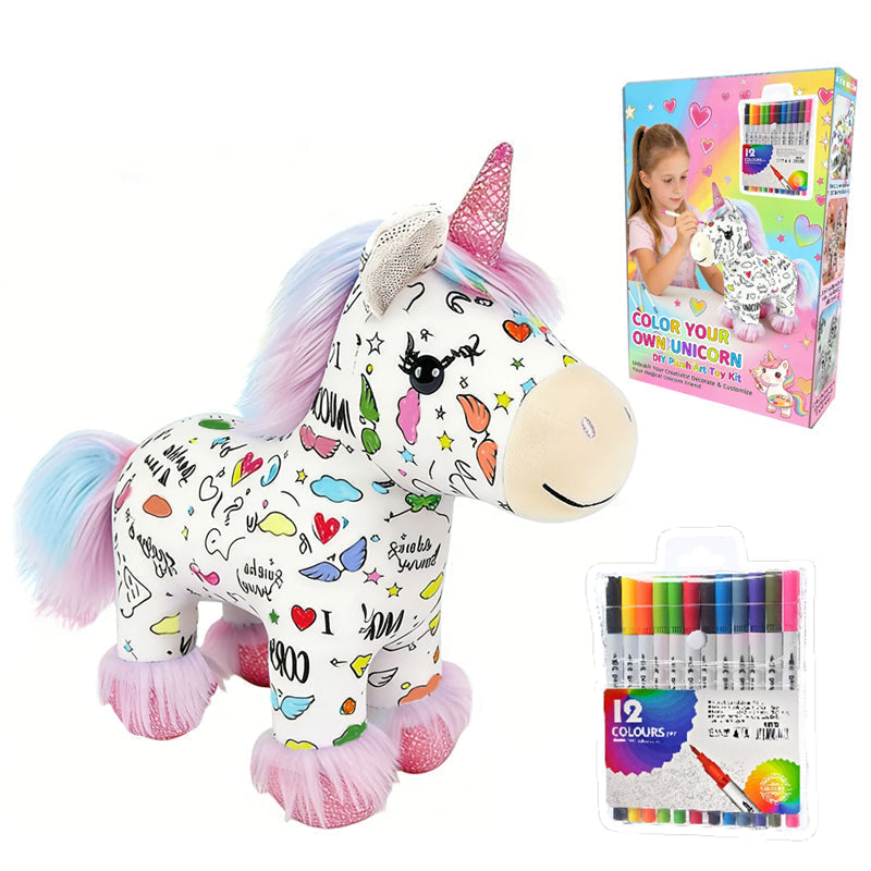 🦄50% OFF🔥DIY Color-In Unicorn Plush Toy Kit