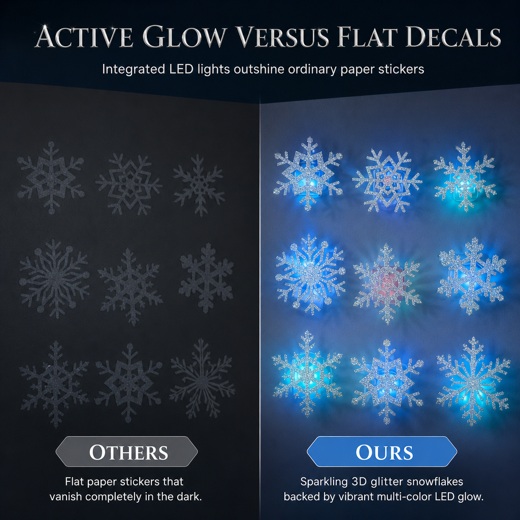❄️ Christmas Gift Idea – Glowing Snowflake Wall Stickers | Magical LED Winter Night Decor 🎁