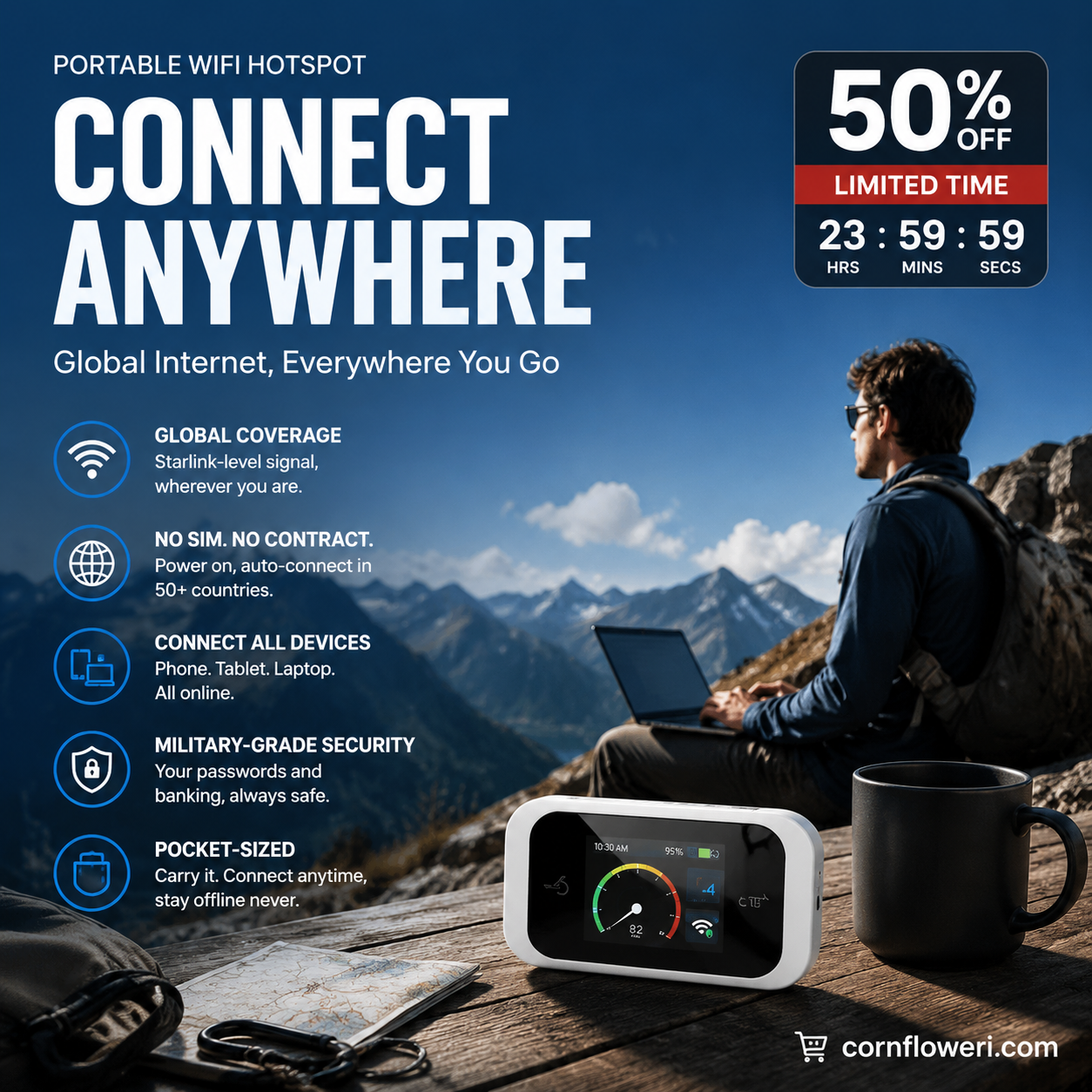 🏆HOT SALE 2026🔥Airo™ Pocket Wi-Fi Hotspot – Full 4G/LTE Coverage 🌍 | Connects 10 Devices | All-Day Battery | Military-Grade Security 🔒