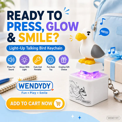 Mine Little Bird Voice-Activated Light-Up Electronic Keychain: Squeeze-to-Play Duck-Shaped Creative Keychain