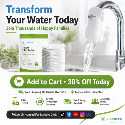 ⏰50%OFF⚡50K+ SOLD!💥Anti-Splash Kitchen Faucet Cotton Filter for Sediment & Rust Removal