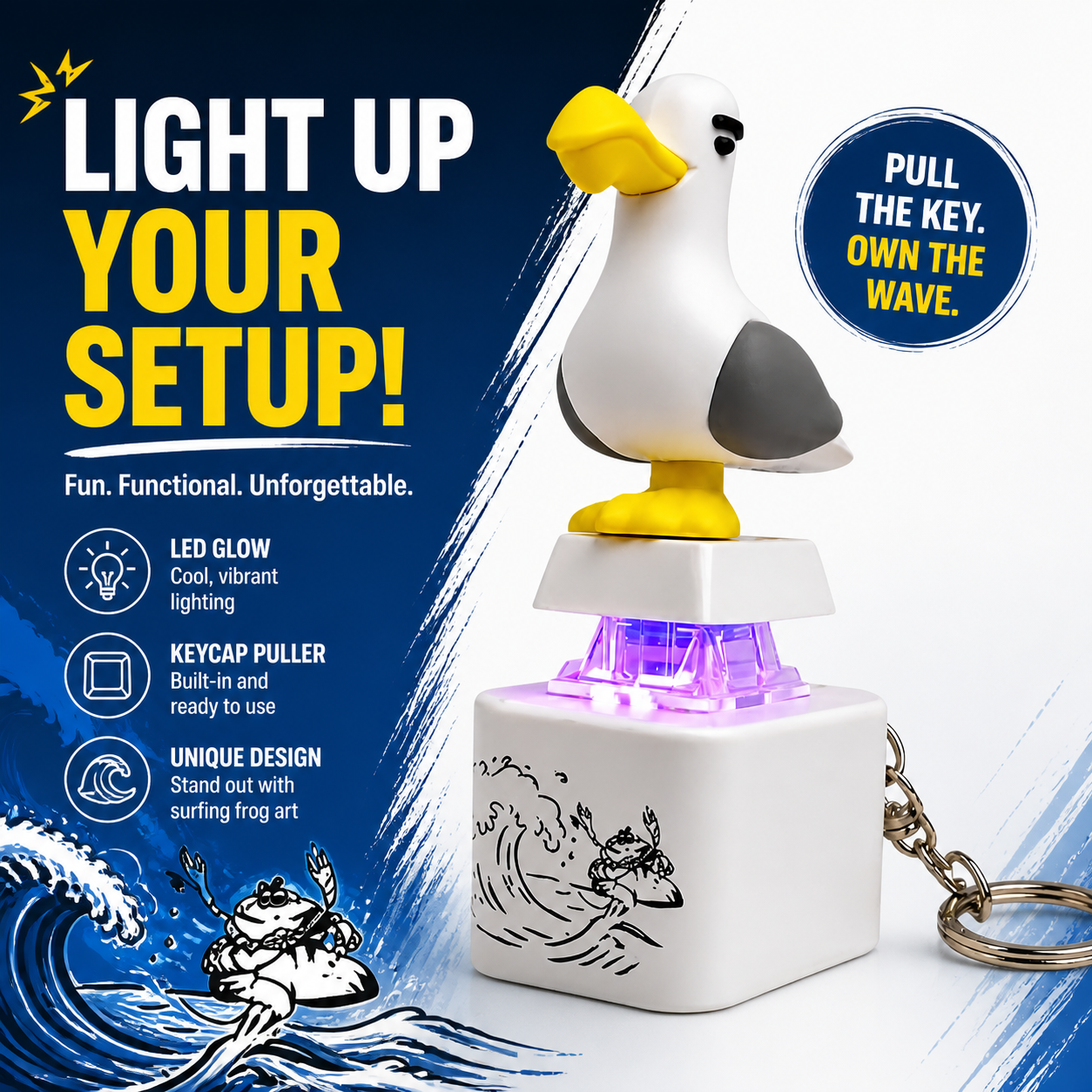 Mine Little Bird Voice-Activated Light-Up Electronic Keychain: Squeeze-to-Play Duck-Shaped Creative Keychain