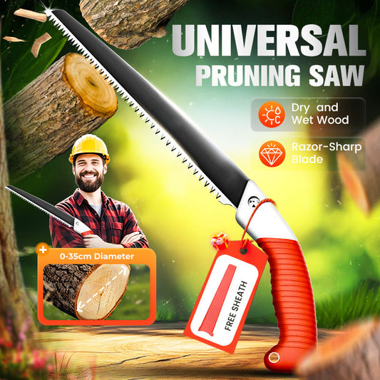 Lightweight and sharp universal pruning saw with sheath