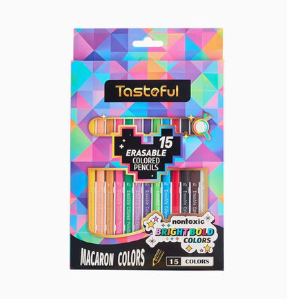 🎨 Erasable Colored Pencils with Built-In Eraser Tips