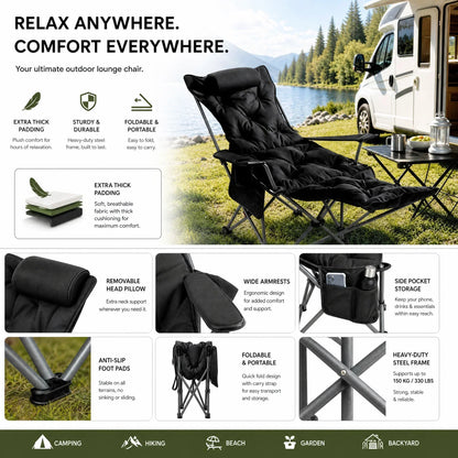 🥳2026 HOT SALE🥳💞50K+ SOLD!🪑🛡️ 50% OFF! Portable Folding Outdoor Chair – 300lb capacity, carbon steel frame, 3‑4 reclining positions. Anti‑sink feet, stable on any terrain! 🏕️✨
