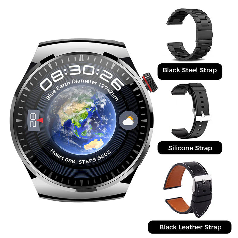 ✨New arrival✨ Watch 4 PRO Round Smartwatch: Bluetooth calling, waterproof, and smart voice assistant for your active life! 💪⌚