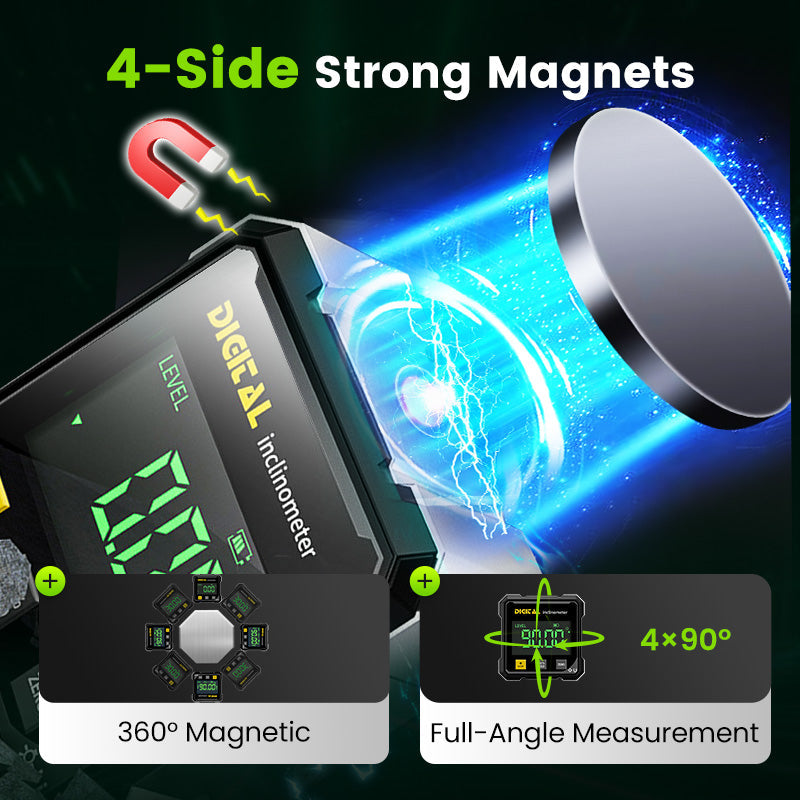 🔥4-Side Magnetic Digital Angle Gauge with Laser