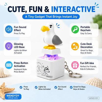 Mine Little Bird Voice-Activated Light-Up Electronic Keychain: Squeeze-to-Play Duck-Shaped Creative Keychain