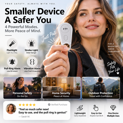 🔥50% OFF NOW! 🛡️Personal Safety Alarm Keychain—130dB Loud Emergency Siren with Vibration‑Activated Security Mode, Rechargeable Flashlight & Strobe Light, Pull‑Ring Pin Emergency Device for Women, Seniors, Travel & Hotel Safety