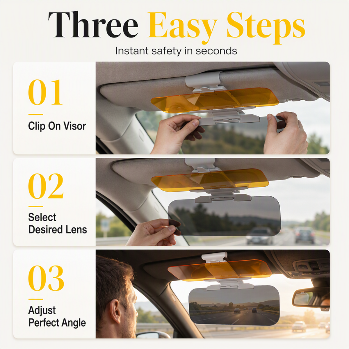 Universal HD Anti-Glare Car Visor for Day & Night
