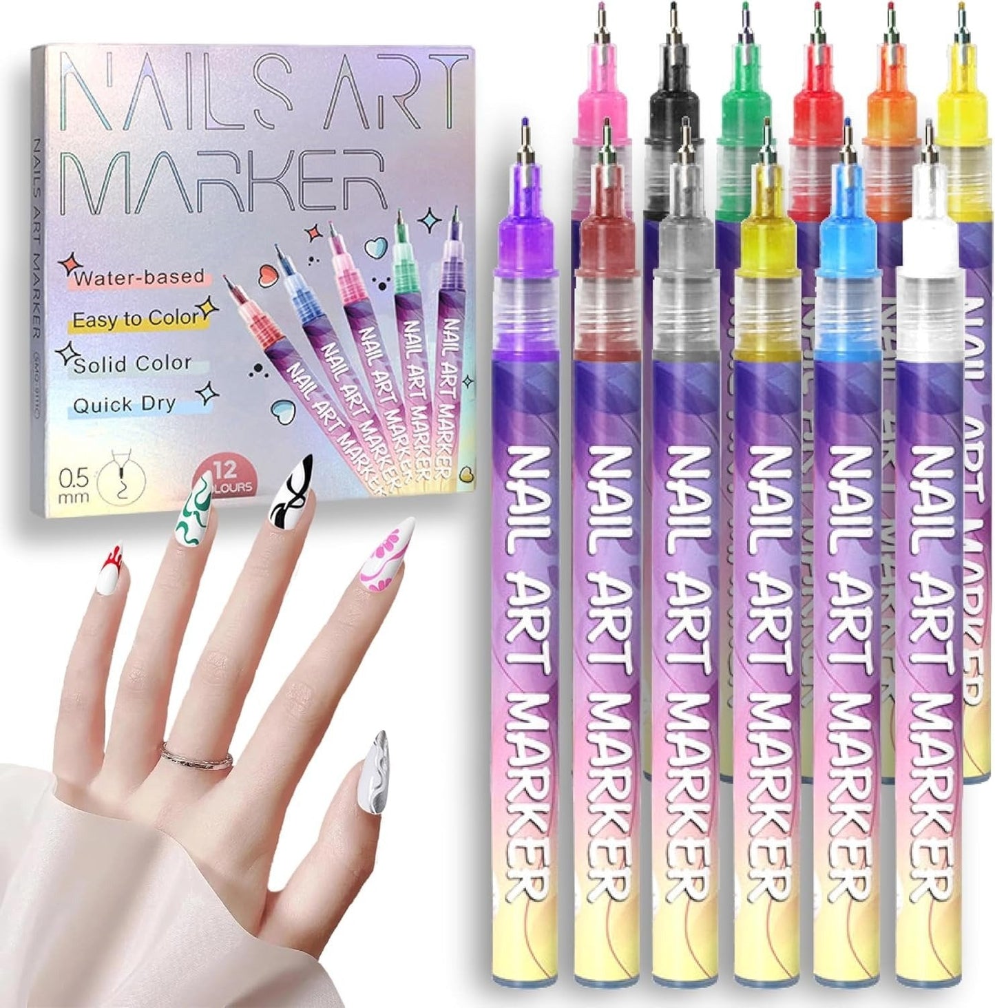 🎁LAST WEEK SPECIAL PRICE!!⏳12 Colors Nail Art Pens Set🎨💅