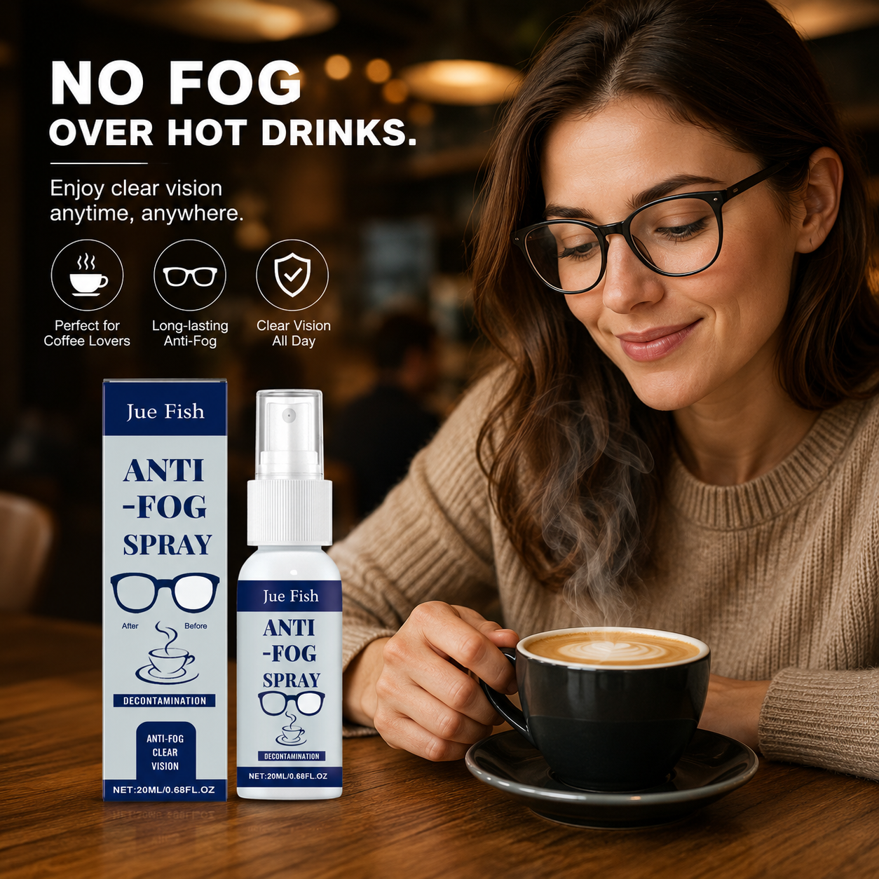 Multi-purpose anti-fog spray for lenses and glass