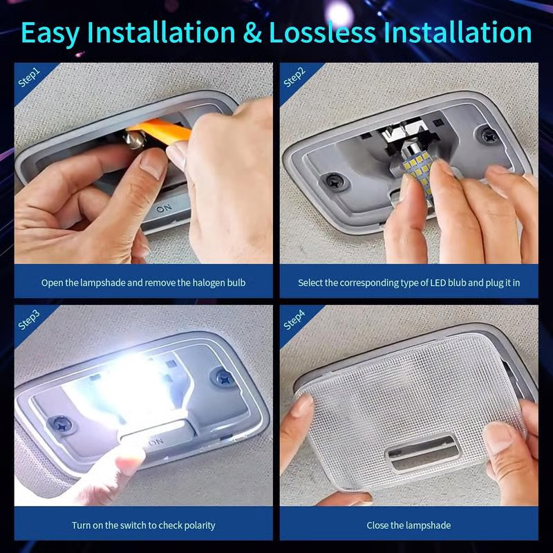 🔥42 Pieces Interior Car Lights, Super Bright White Dome Map Tail Cab Lights Bulb Kit Set