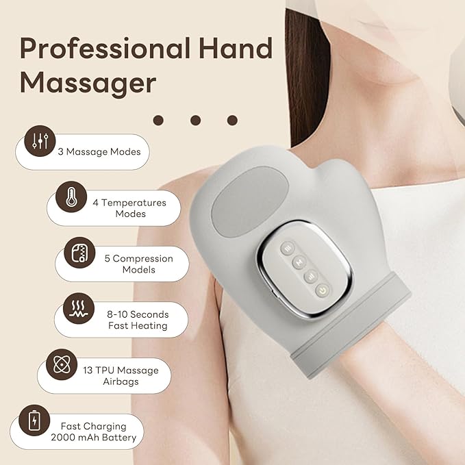 Smart Hand Massager with Heat Function – Air Pressure & Finger Zone Massage for Hands & Wrists ✋🔥