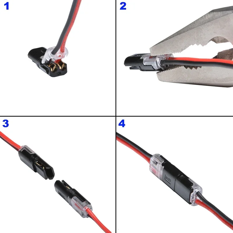 Two-wire plug connector with locking tab