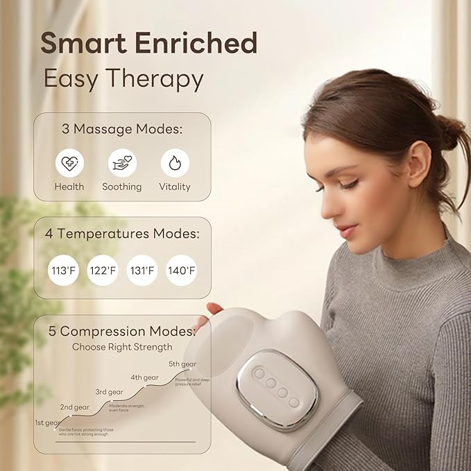 Smart Hand Massager with Heat Function – Air Pressure & Finger Zone Massage for Hands & Wrists ✋🔥