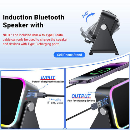 💎 50% OFF 5-IN-1 WIRELESS SPEAKER STAND! 💎 Induction Audio, Phone Holder & Ambient Light