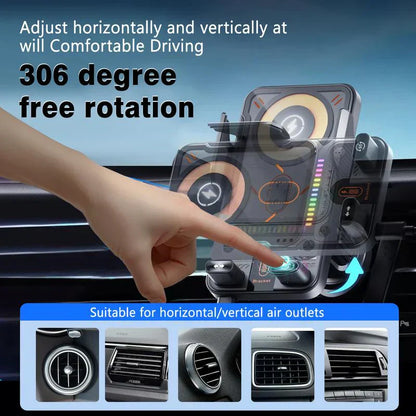 🚗📱 2-in-1 Car Phone Holder & Wireless Charger – 360° Rotation, Strong Grip & Fast Charging 🔋
