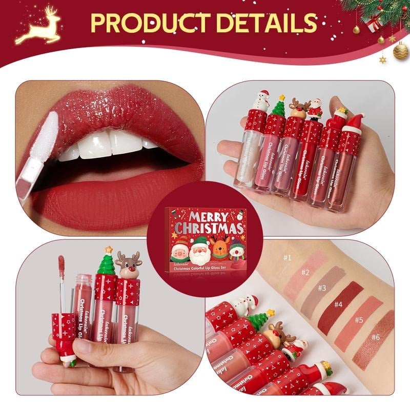 🎅Christmas Hot Sale 49% Off💄✨ Christmas Lip Gloss Set – 6 Colors
