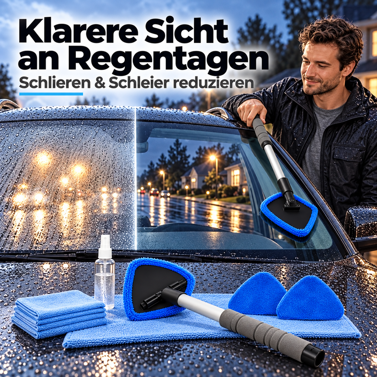 ⏳Time-Limited Special⏰Dual Magnetic Car Window Cleaner | Streak-Free Cleaning Kit for Car Glass 🛡️💪
