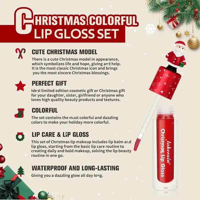 🎅Christmas Hot Sale 49% Off💄✨ Christmas Lip Gloss Set – 6 Colors
