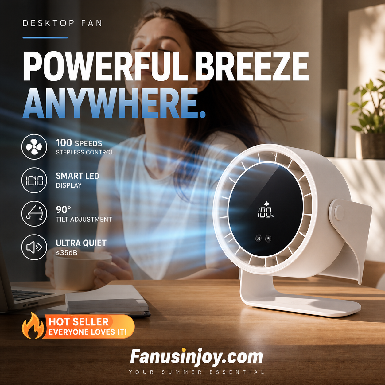 ✨️Limited Time 50% Off! 🌬️Keep you cool all summer! ❄️Rechargeable USB Desk Fan for Bedroom