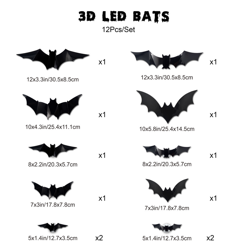 🦇Halloween 3D Bat LED Wall Light Decor🎃💡