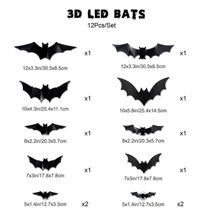 🦇Halloween 3D Bat LED Wall Light Decor🎃💡
