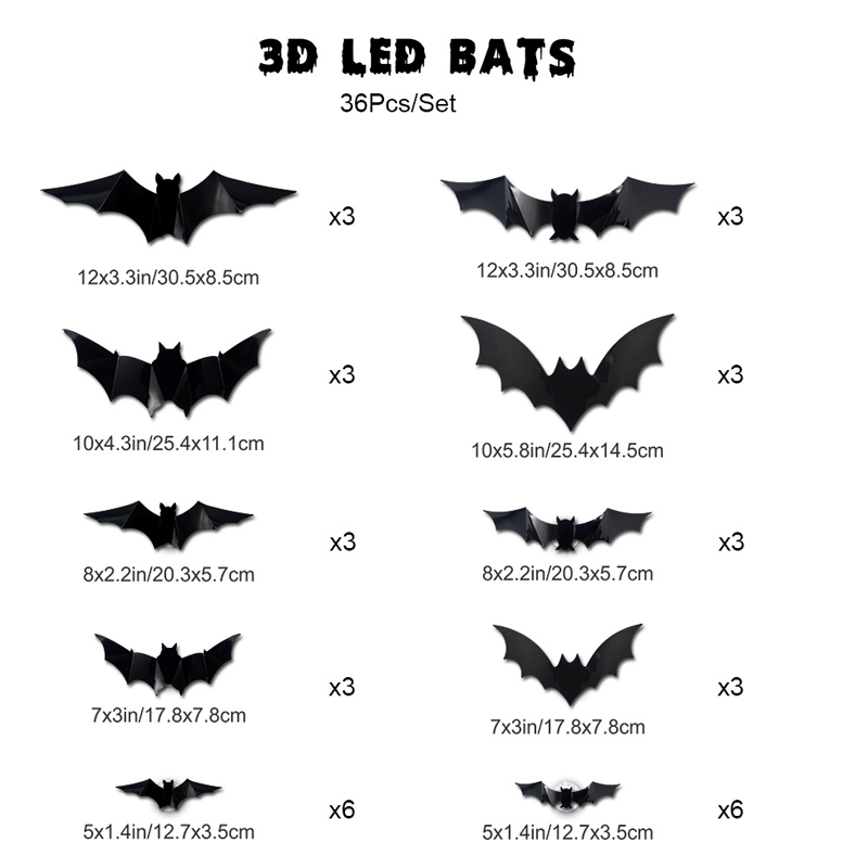 🦇Halloween 3D Bat LED Wall Light Decor🎃💡