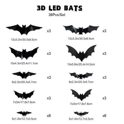 🦇Halloween 3D Bat LED Wall Light Decor🎃💡