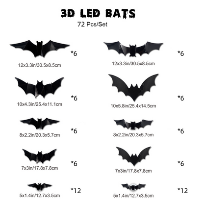 🦇Halloween 3D Bat LED Wall Light Decor🎃💡