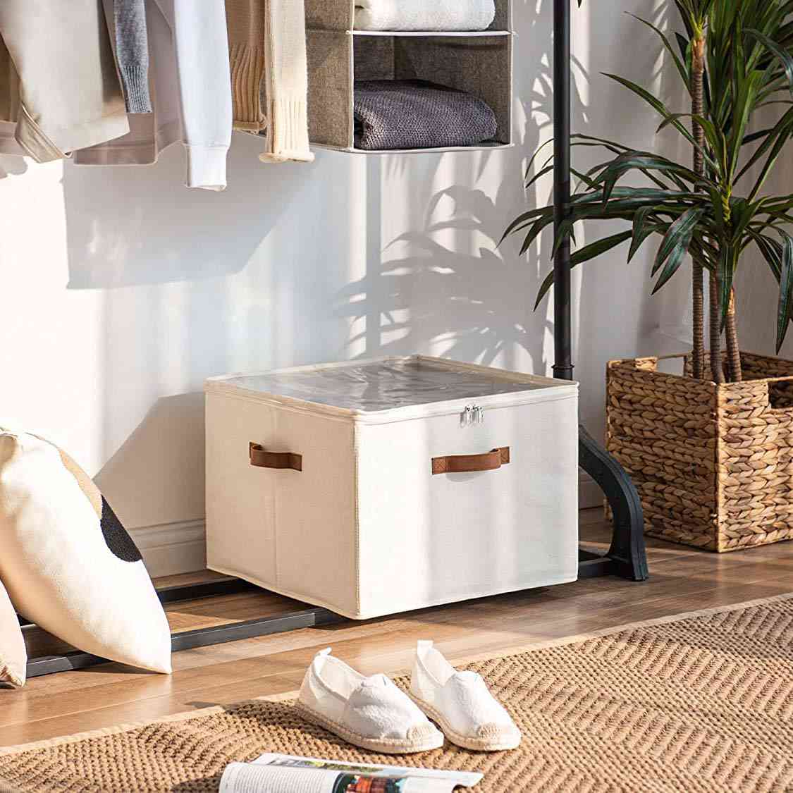 👟 Transparent, foldable PVC shoe box, waterproof shoe organiser for the office