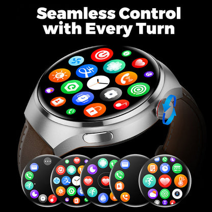 ✨New arrival✨ Watch 4 PRO Round Smartwatch: Bluetooth calling, waterproof, and smart voice assistant for your active life! 💪⌚