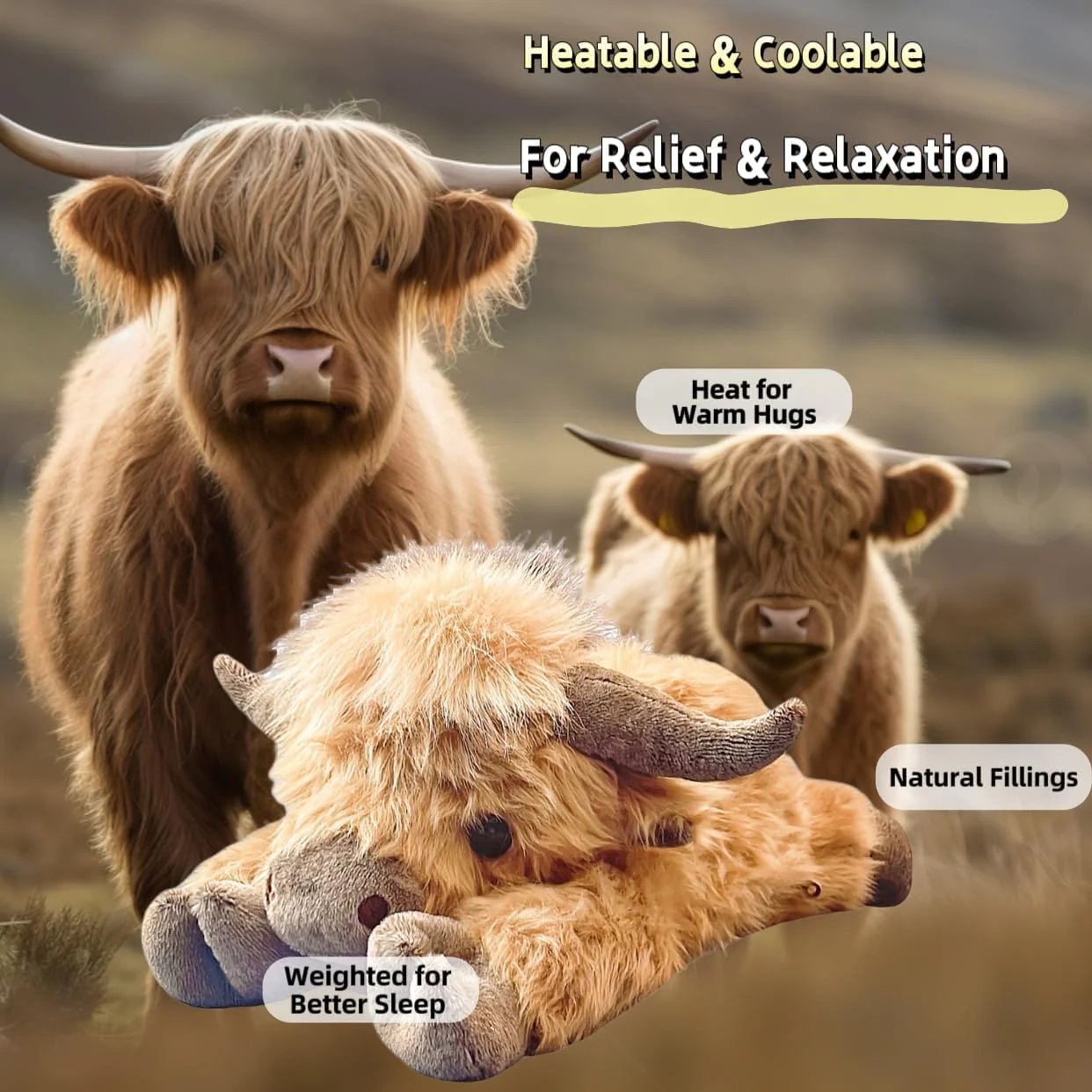 Christmas New Gift Toy🐂🎁Cute Cartoon Highland Cow Cuddly Toy