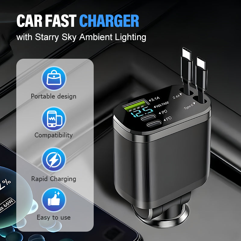 🔥Black Friday Mega Deal – 50% off!🔥Car Fast Charger with Starry Sky Ambient Lighting