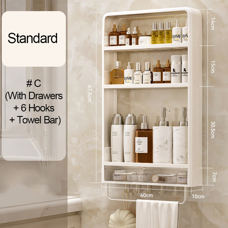 Wall-Mounted Bathroom Storage Shelves with Drawer