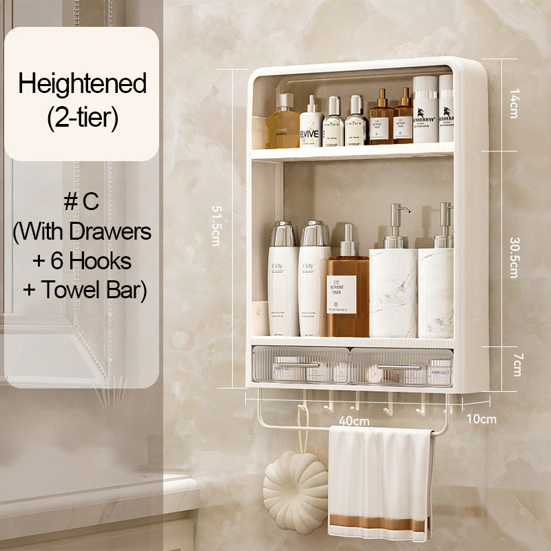 Wall-Mounted Bathroom Storage Shelves with Drawer