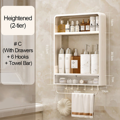 Wall-Mounted Bathroom Storage Shelves with Drawer