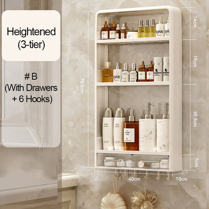 Wall-Mounted Bathroom Storage Shelves with Drawer
