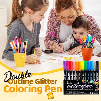 🎅Christmas Special Deals⚡50K+ SOLD!🎁🎨Double Outline Glitter Coloring Pen Set🌟