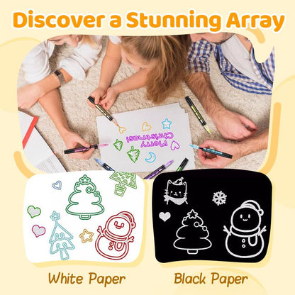 🎅Christmas Special Deals⚡50K+ SOLD!🎁🎨Double Outline Glitter Coloring Pen Set🌟