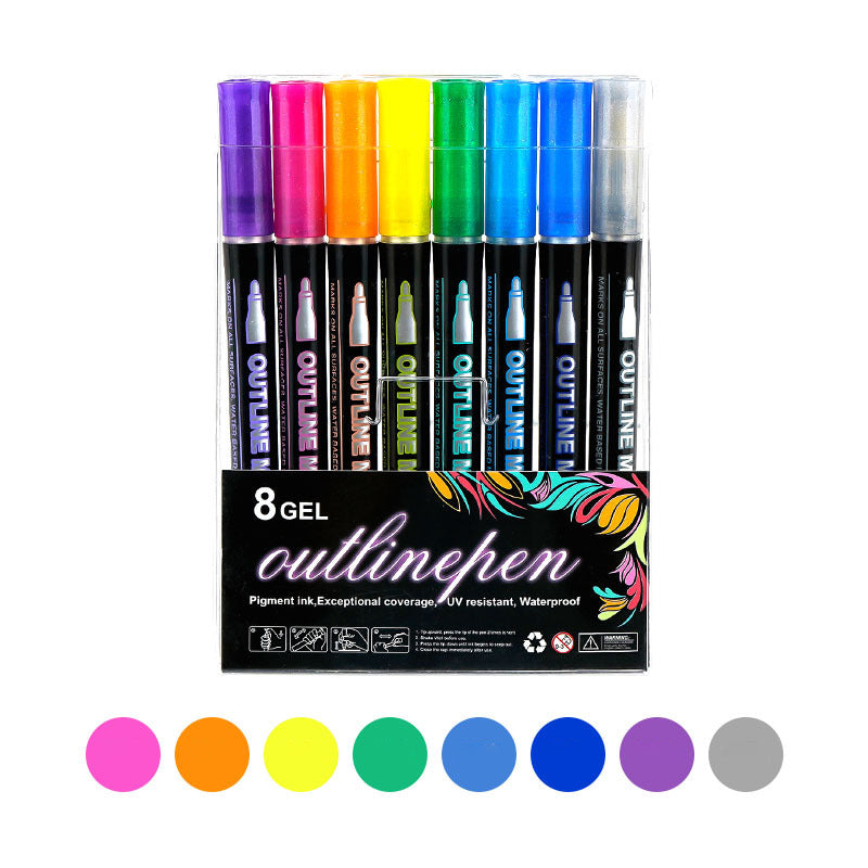 🎅Christmas Special Deals⚡50K+ SOLD!🎁🎨Double Outline Glitter Coloring Pen Set🌟