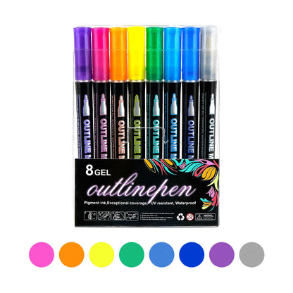 🎅Christmas Special Deals⚡50K+ SOLD!🎁🎨Double Outline Glitter Coloring Pen Set🌟