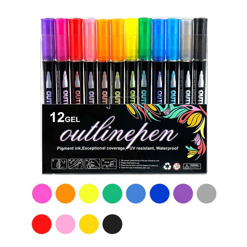 🎅Christmas Special Deals⚡50K+ SOLD!🎁🎨Double Outline Glitter Coloring Pen Set🌟