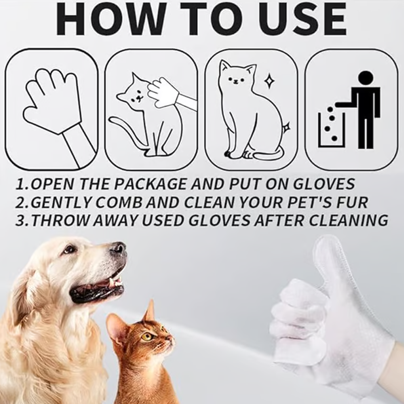 🐾50% OFF NOW!Convenient Efficient Pet Wash-Free Wipes Gloves