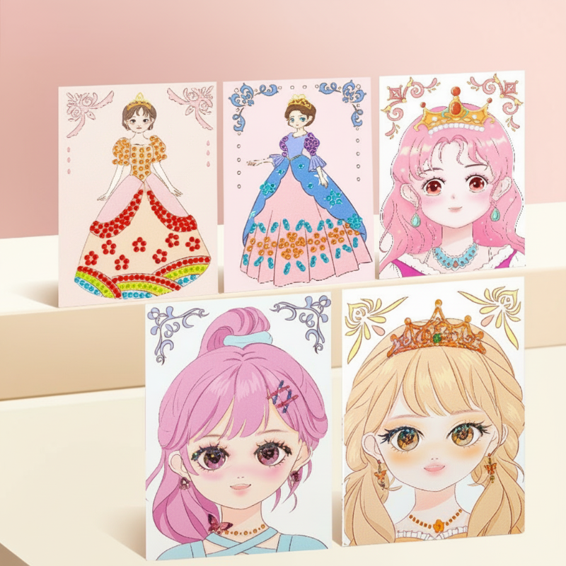 🔥HOT SALE 50% OFF✨JSR Special Diamond Painting & Princess Book Makeup Craft Kits Foil Art Books Set Play on Paper for Girl Handcraft Easter Gifts
