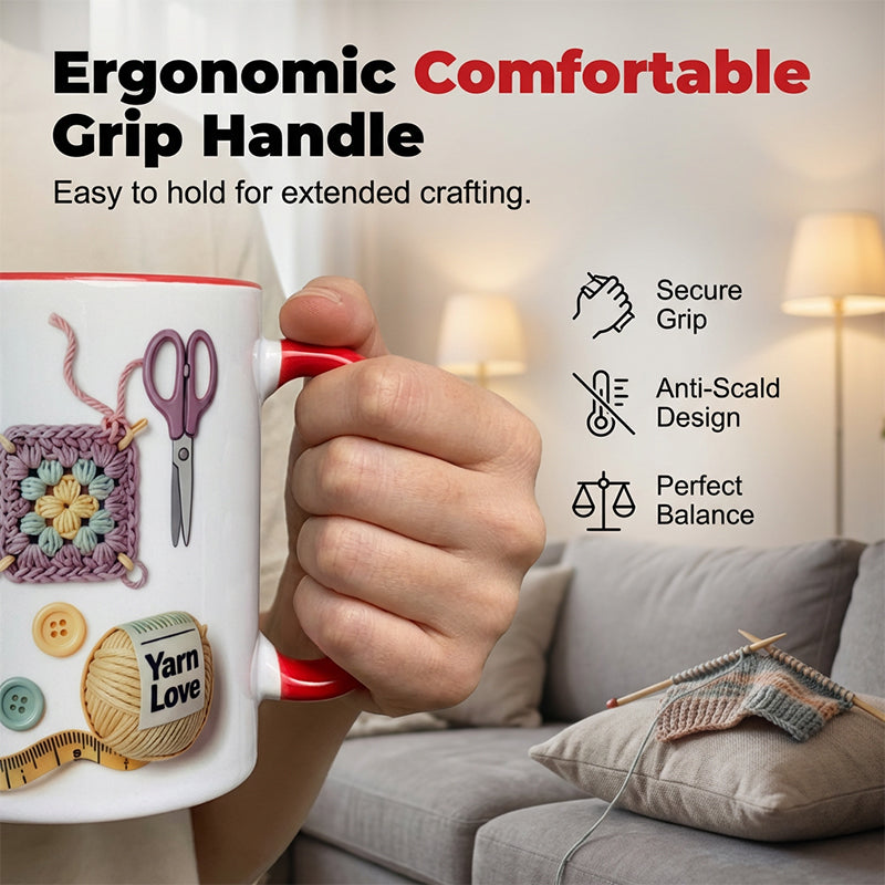 ☕Crochet & Knitting Themed Ceramic Coffee Mug